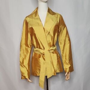 UC 2 Chic Gold Silk Women's Blazer Size Small